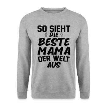 So Sieht Die Beste Mama Der Welt Aus - Unisex Pullover - Weißgrau meliert - Vorne - Alina (178cm) & Michal (187cm)