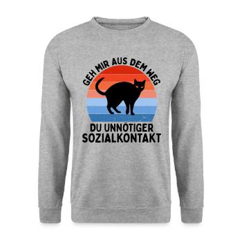 Geh Mir Aus Dem Weg Du Unnötiger Sozialkontakt - Unisex Pullover - Weißgrau meliert - Vorne - Alina (178cm) & Michal (187cm)