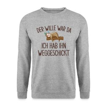 Der Wille War Da Ich Habe Ihn Weggeschickt - Unisex Pullover - Weißgrau meliert - Vorne - Alina (178cm) & Michal (187cm)