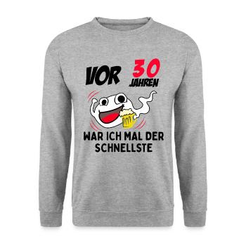 Vor 30 Jahren war ich mal der Fastelste - Unisex Pullover - Weißgrau meliert - Vorne - Alina (178cm) & Michal (187cm)
