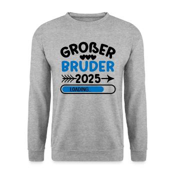 Großer Bruder 2025 - Unisex Pullover - Weißgrau meliert - Vorne - Alina (178cm) & Michal (187cm)