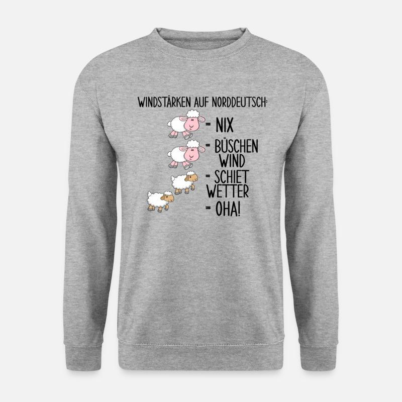 Windstärke Auf Norddeutsch - Unisex Pullover - Weißgrau meliert