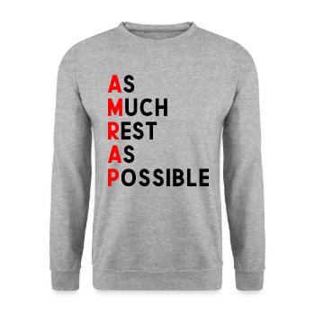 Autant de repos que possible AMRAP drôle - Sweat-shirt Unisexe - gris chiné - Devant - Alina (178cm) & Michal (187cm)