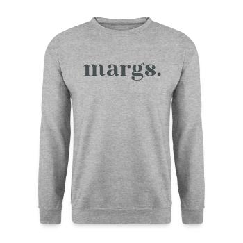 Margen - das sagt Margen - Poolparty-Partys - Unisex Pullover - Weißgrau meliert - Vorne - Alina (178cm) & Michal (187cm)