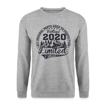 Born 2020 Vintage Retro Anniversary - Unisex Sweatshirt - salt & pepper - Front - Alina (178cm) & Michal (187cm)