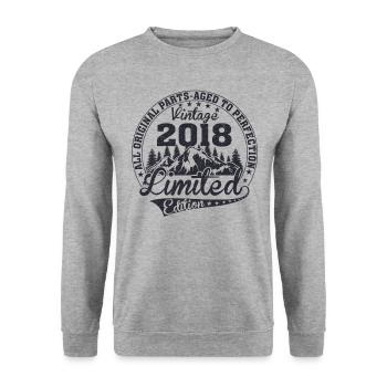 Born 2018 Vintage Retro Anniversary - Unisex Sweatshirt - salt & pepper - Front - Alina (178cm) & Michal (187cm)