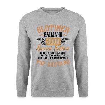 Oldtimer Special Edition Modell 2009 Geburtstag - Unisex Pullover - Weißgrau meliert - Vorne - Alina (178cm) & Michal (187cm)