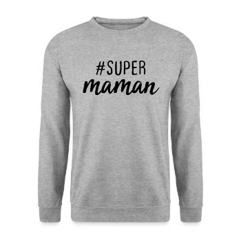 Super Maman - Sweat-shirt Unisexe - gris chiné - Devant - Alina (178cm) & Michal (187cm)