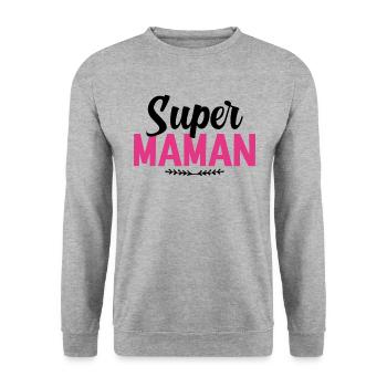 Super Maman - Sweat-shirt Unisexe - gris chiné - Devant - Alina (178cm) & Michal (187cm)