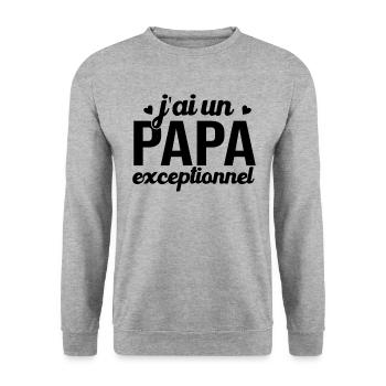 T-shirt Fête des Pères - Un Papa Exceptionnel - Sweat-shirt Unisexe - gris chiné - Devant - Alina (178cm) & Michal (187cm)