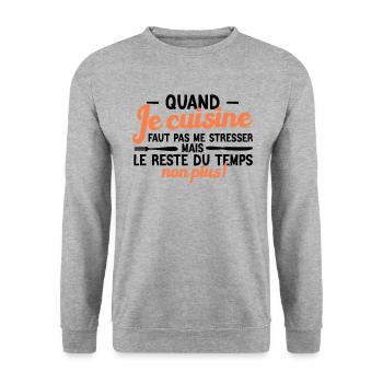 Ch'ti Cuisinier, Cuisine Nord Pas De Calais Humour - Sweat-shirt Unisexe - gris chiné - Devant - Alina (178cm) & Michal (187cm)