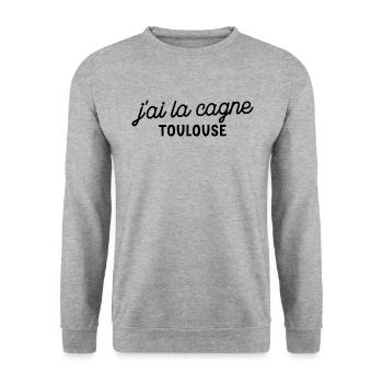 "J'ai la cagne" à Toulouse - Sweat-shirt Unisexe - gris chiné - Devant - Alina (178cm) & Michal (187cm)