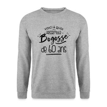 Bogosse De 60 Ans - Apparence Élégante Et Raffinée - Sweat-shirt Unisexe - gris chiné - Devant - Alina (178cm) & Michal (187cm)