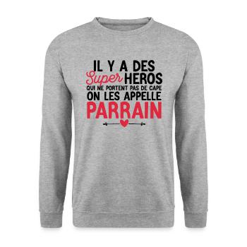 Super-héros sans cape : Les Parrains - Sweat-shirt Unisexe - gris chiné - Devant - Alina (178cm) & Michal (187cm)