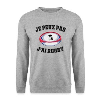 Pas Dispo, Rugby Oblige - Sweat-shirt Unisexe - gris chiné - Devant - Alina (178cm) & Michal (187cm)
