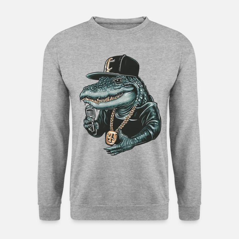 Aligator Rap-Künstler - Unisex Pullover - Weißgrau meliert