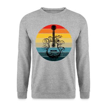 Eine Retro Musik Gitarre Musikinstrument Gitarren - Unisex Pullover - Weißgrau meliert - Vorne - Alina (178cm) & Michal (187cm)