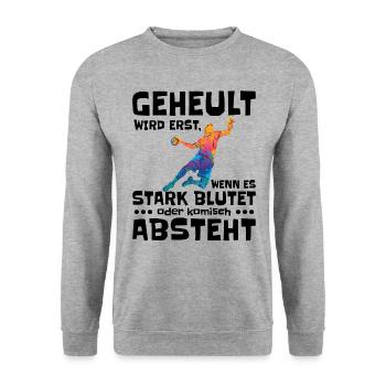 Blutiges Handballspiel - Unisex Pullover - Weißgrau meliert - Vorne - Alina (178cm) & Michal (187cm)