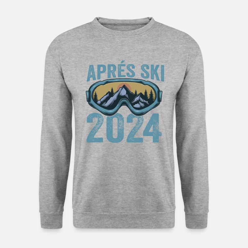 Bunter Skiurlaub 2024 - Unisex Pullover - Weißgrau meliert