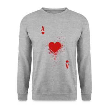 Card Game Costume Ladies Carnival Heart Ace - Unisex Sweatshirt - salt & pepper - Front - Alina (178cm) & Michal (187cm)