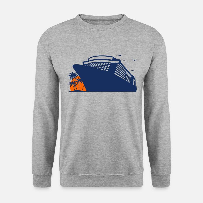 Kreuzfahrt, Kreuzfahrtschiff, Schiffsreise - Unisex Pullover - Weißgrau meliert