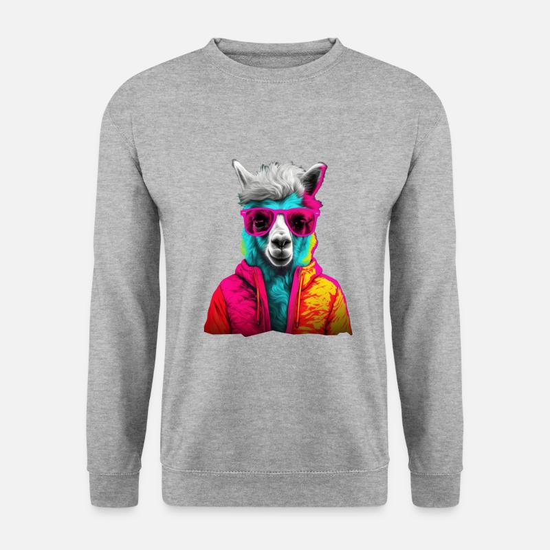 Funny Lama for Funny People - Unisex Pullover - Weißgrau meliert