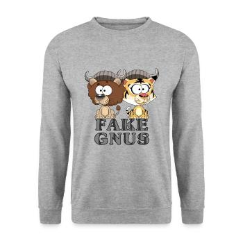 lustige Fake Gnus - Unisex Sweatshirt - salt & pepper - Front - Alina (178cm) & Michal (187cm)