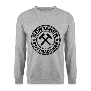 Schalker Pottmädchen - Unisex Pullover - Weißgrau meliert - Vorne - Alina (178cm) & Michal (187cm)