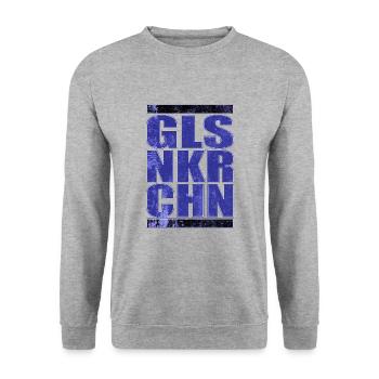 GLSNKRCHN Gelsenkirchen Schalke Geschenkidee - Unisex Pullover - Weißgrau meliert - Vorne - Alina (178cm) & Michal (187cm)