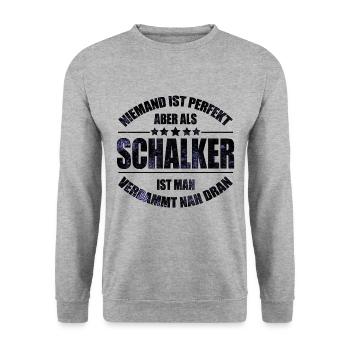 Schalker Fan Design Geschenkidee - Unisex Pullover - Weißgrau meliert - Vorne - Alina (178cm) & Michal (187cm)