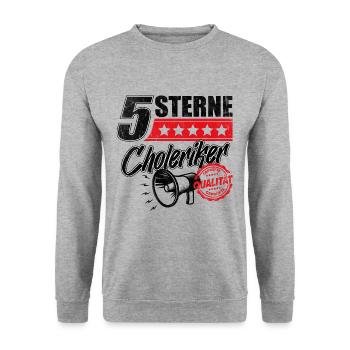 5 Sterne Choleriker Schreihals Büro Geschenkidee - Unisex Pullover - Weißgrau meliert - Vorne - Alina (178cm) & Michal (187cm)