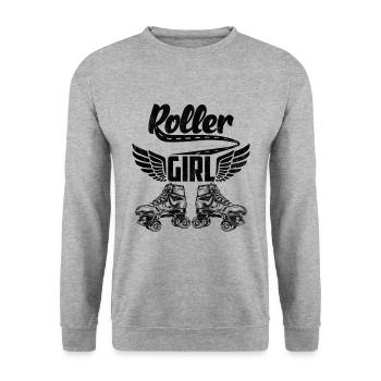 Roller Girl | Rollschuhe Rollschuhlaufen Geschenk - Sweat-shirt Unisexe - gris chiné - Devant - Alina (178cm) & Michal (187cm)