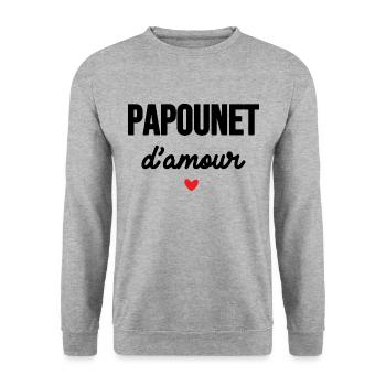 Papounet d'amour - Sweat-shirt Unisexe - gris chiné - Devant - Alina (178cm) & Michal (187cm)