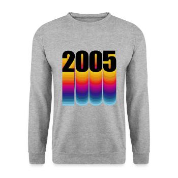 Born in 2005 Year of birth - Unisex Sweatshirt - salt & pepper - Front - Alina (178cm) & Michal (187cm)
