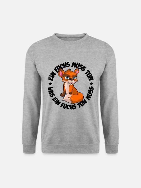 Ein Fuchs muss tun was ein Fuchs tun muss - Unisex Pullover - Weißgrau meliert