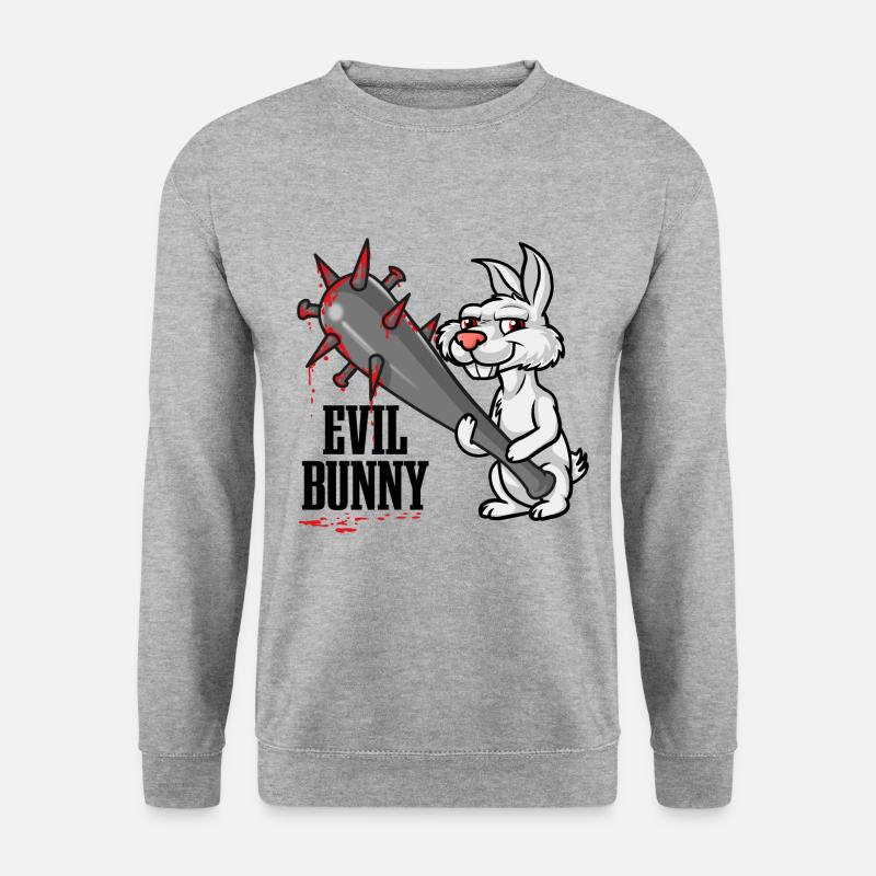 Böser Hase | Böses Hasi | Evil Rabbit - Unisex Pullover - Weißgrau meliert