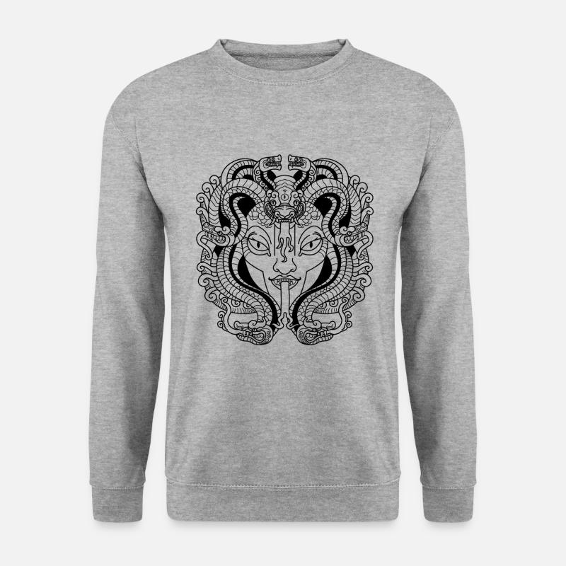 Medusa Gesicht Schlangenfrau - Unisex Pullover - Weißgrau meliert