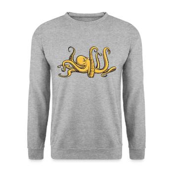 I like octopus - eight tentacles - squid - Unisex Sweatshirt - salt & pepper - Front - Alina (178cm) & Michal (187cm)