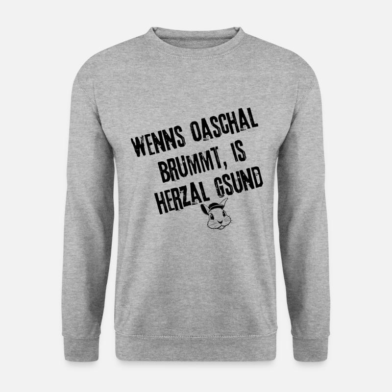 OaschalBrummt_HerzalGsund_Style | Redewendung - Unisex Pullover - Weißgrau meliert