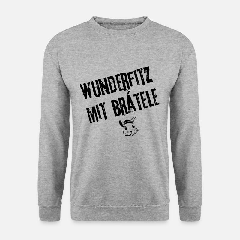 Wunderfitz mit Brätele | Redewendung - Unisex Pullover - Weißgrau meliert