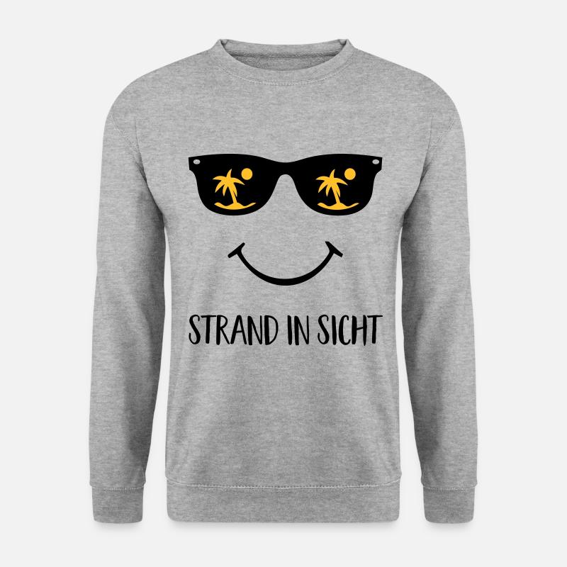 Strand in Sicht - Unisex Pullover - Weißgrau meliert