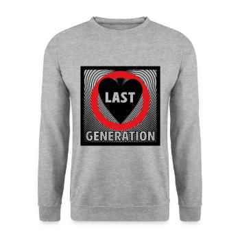 Letzte Generation - Stolz auf Klimaschutz - Unisex Pullover - Weißgrau meliert - Vorne - Alina (178cm) & Michal (187cm)