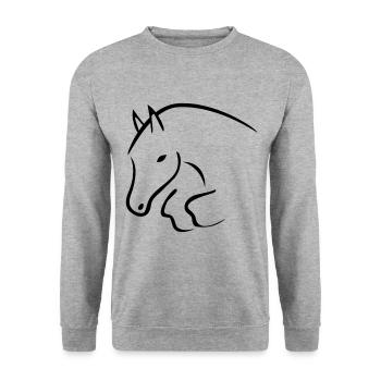 Springpferd - Unisex Pullover - Weißgrau meliert - Vorne - Alina (178cm) & Michal (187cm)