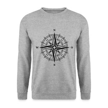 symbole de la boussole - Sweat-shirt Unisexe - gris chiné - Devant - Alina (178cm) & Michal (187cm)