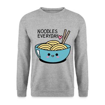 Noodles every day - sweet and kawaii noodles - Unisex Sweatshirt - salt & pepper - Front - Alina (178cm) & Michal (187cm)