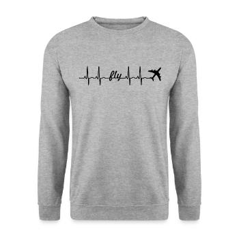 Heartbeat ECG fly, airplane (heartbeat) - Unisex Sweatshirt - salt & pepper - Front - Alina (178cm) & Michal (187cm)