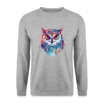 Aigle hibou mauvais œil coloré - Sweat-shirt Unisexe - gris chiné - Devant - Alina (178cm) & Michal (187cm)
