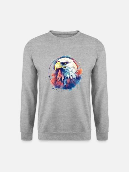 Adler Wildvogel bunt - Unisex Pullover - Weißgrau meliert