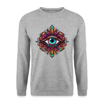 Mandala Third Eye - Unisex Sweatshirt - salt & pepper - Front - Alina (178cm) & Michal (187cm)