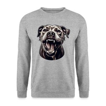 Pitbull – Strength and loyalty in one - Unisex Sweatshirt - salt & pepper - Front - Alina (178cm) & Michal (187cm)